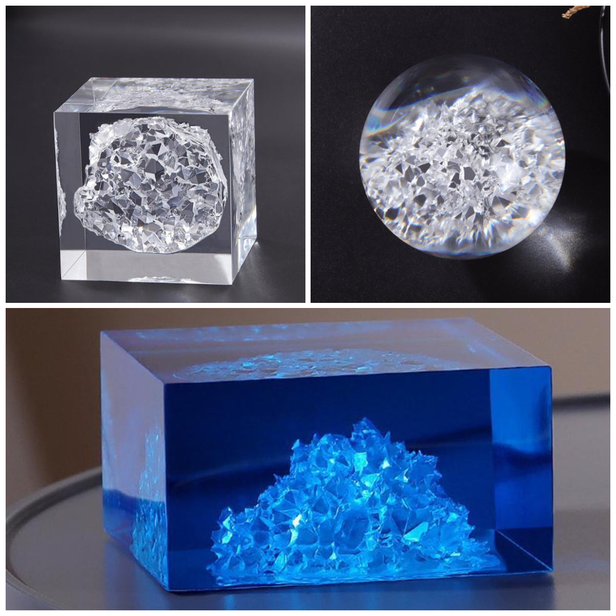 9pcs Druzy Crystal Cluster for Resin Molds